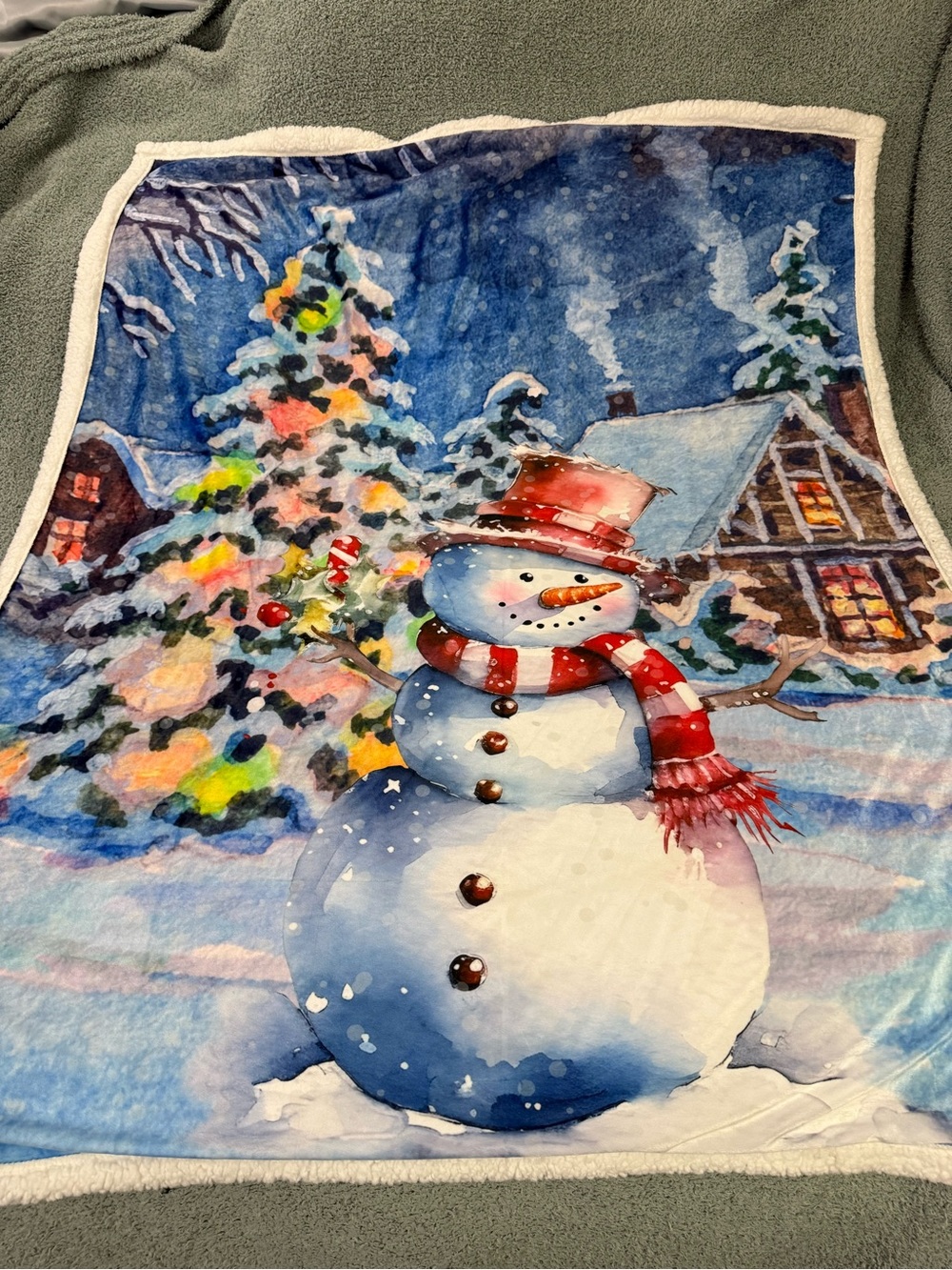 Winter Farmhouse Christmas Snowman 50” X 60” Throw Blanket